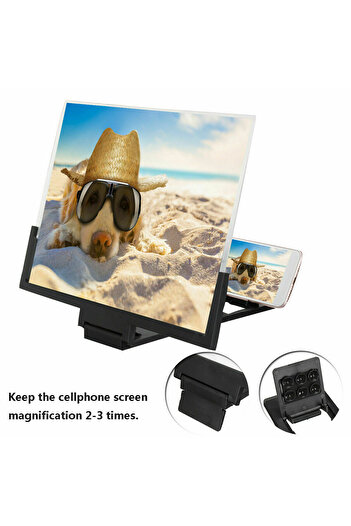 Generic 3D Video Large Screen Magnifier Mobile Phone Screen Video Amplifier Black
