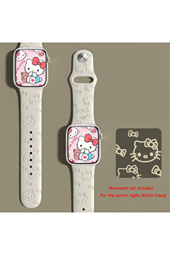 Miniso 38mm 40mm 41mm Sanrio Hello Kitty Apple Watch Band 38mm 40mm 41mm 42mm 44mm 45mm 49mm Silicone Ca