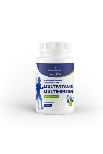 Hotay Nutrition Wooggs Vital 50+ Erkekler için Multivitamin ve Multimineral İçeren Takviye Edici Gıda – 120 Kapsül