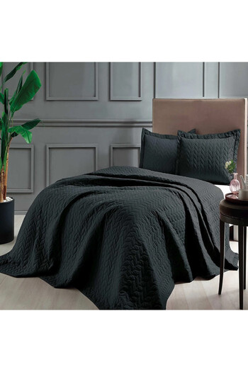 Taç Quilted Blanket, TAC, model 56787, for 2-person bed, 250 x 260 cm, Black