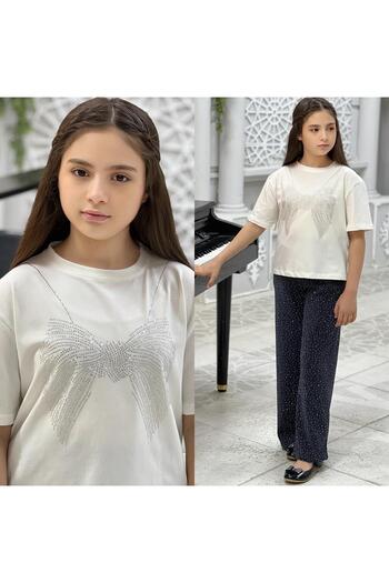 Amur Girl's Stylish Tracksuit Set & Bottom Top Set with Stone Data
