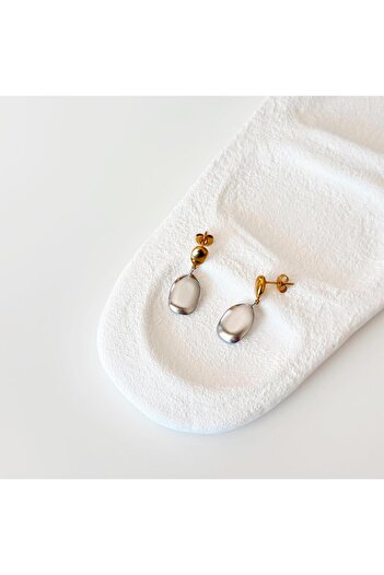 Vesce Atelier Gray Drop Steel Earrings