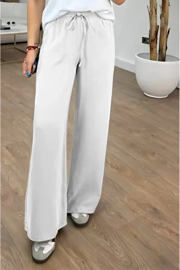 adba style Lace-Up Elastic Waist Washable Modal Woven Palazzo Women's Trousers 4016