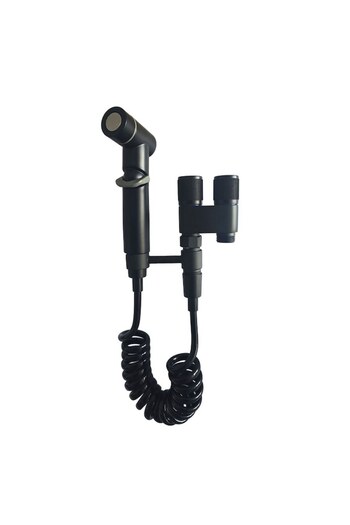HAWIRE Baterie dubla dus WC si bideu cu furtun spiralat flexibil 1.2m, Toate accesoriile, Negru mat
