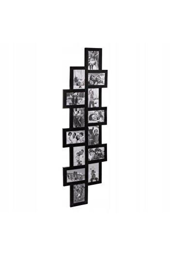 SERSIMO Wall photo frame, collage of 14 photos, 36x118cm, black