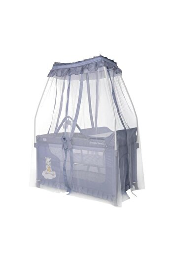 LORELLİ Magic Sleep Foldable Crib with Accessories, Cool Grey Hippo
