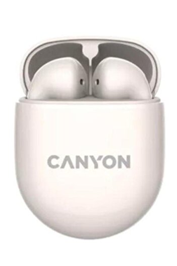CANYON Casti True Wireless TWS-6, Bluetooth, Control tactil, Mod gaming, Microfon (Alb)