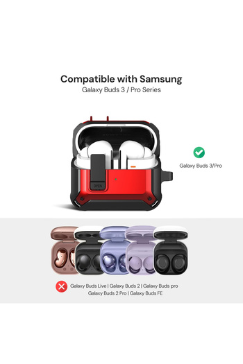 O Ozone Samsung Galaxy Buds3 Case & Galaxy Buds 3 Pro Case Cover |Rugged Armor Shockproof Case -red