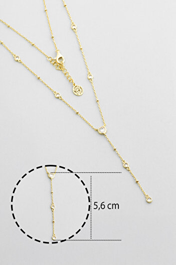 So CHIC... So CHIC... Zirkonu Taşlı 18 Ayar Sarı Altın Kaplama 45 Cm Gümüş Y Kolye
