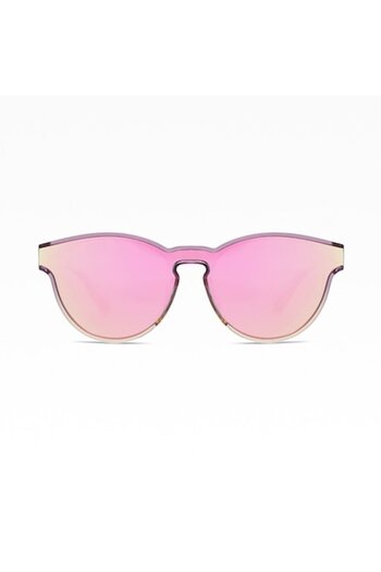 GERICOM Women's Round Sunglasses, Polarized, UV Filter, Pink-Yellow Lens, Transparent Pink Frame