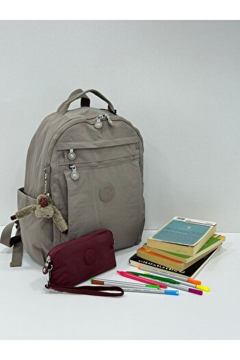 Sanmorris Unisex Water Resistant Crinkle Fabric Backpack with Laptop Compartment and Hanging Pen Holder