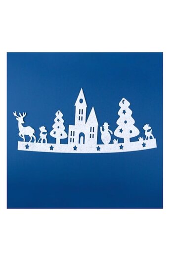 Bibilel Kids Christmas Decorative Sticker, Snowy Landscape, 34 x 16 cm, White