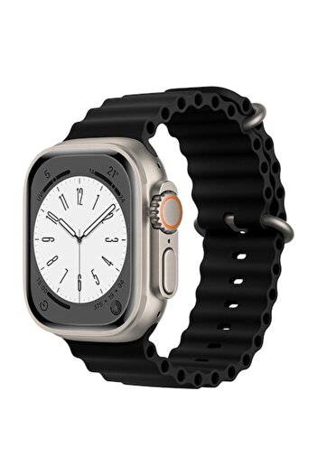 Bibilel Silicone Strap for Apple Watch 1-8 SE Ultra, 42-49 mm, Breathe In, Black