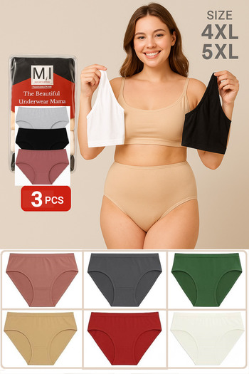 Emay Korse Women's Panties Large Size 3 Pack High Waist 1St Quality 4XL and 5XL (Black - Gray - Dried Rose)