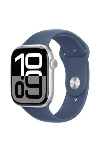Apple Ceas inteligent Watch 10 GPS, carcasă din aluminiu argintiu 46mm, ecran LTPO OLED, 64GB, silicon D