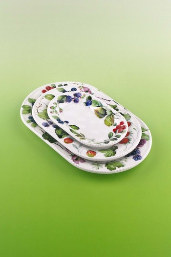 Bursa Porselen Dekor Pearl Series Berry Garden 3 Size Porcelain Boat Plate