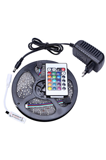 OEM Banda LED RGB 5 metri, 300 LED-uri, cu alimentator si telecomanda