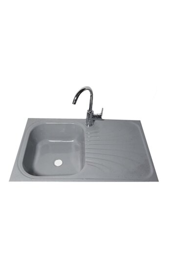 RAY Kitchen sink, composite, marble grey, 800 x 500 mm, left bowl, countertop mounting