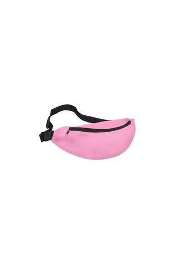 SOHO Universal Sport Waist Bag, Fabric, Adjustable Strap, 2 Zipper Compartments, Pink