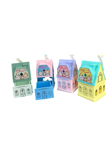 Brons Cute House Patterned Table Top Pencil Sharpener with Arms