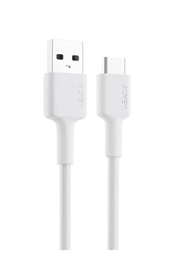 AUKEY Braided Nylon Sync & Charge USB‑A to USB‑C Cable – 0.9 m (CD30, White)