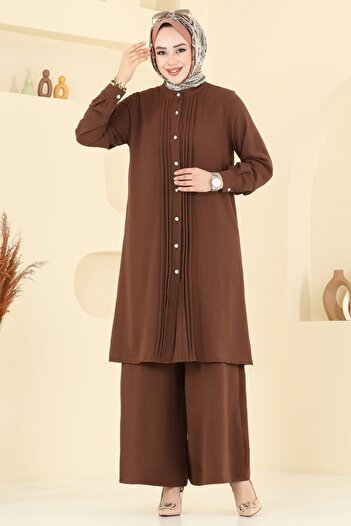 ModaMerve Nervür Detail Hijab Suit 3104Hbs856-Ms Brown