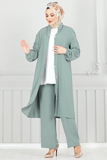 ModaMerve Rib Detailed Hijab Suit 356Dvl817-Ms Mint