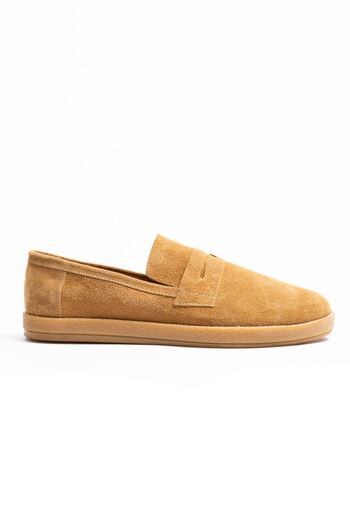 by selvi Lukka Shoes Men's Genuine Leather Camel Loafer Rubber Sole Casual Shoes