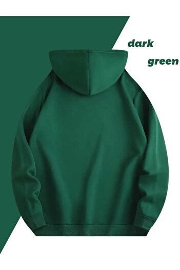 caddekombin Couple Bears Printed Hooded Pocket Cotton Green Sweatshirt