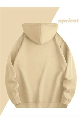 caddekombin Couple Bears Printed Hooded Pocket Cotton Beige Sweatshirt