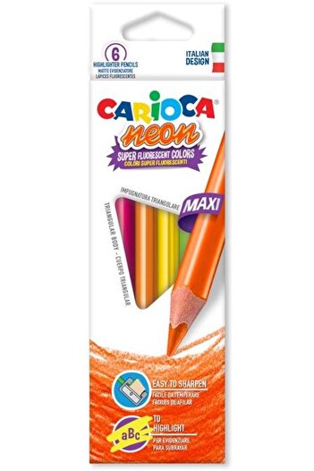 CARIOCA Neon triangular colored pencils 6/set