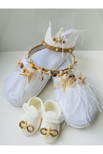 Stilo Hüner Accessory Starfish Baby Shoes Slippers-Crown Set