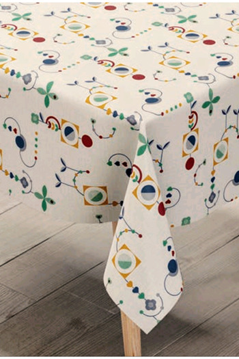 Blue Home Table Cloth Fiber Lined Pvc Non-Slip Stain Resistant Erasable Mirella Pattern Color No: 211 a