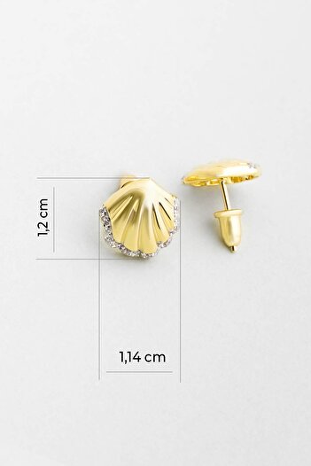 So CHIC... Deniz Kabuğu 18 Ayar Sarı Altın Kaplama Gümüş Minimal Küpe
