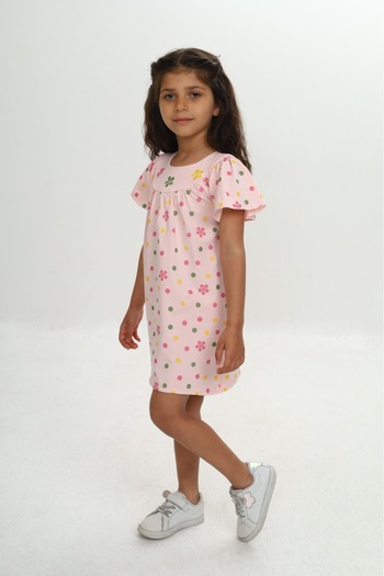 Toontoy Girl's Colorful Floral Embroidered Dress