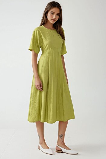 Hiccup Round Neck Midi A-Line Dress