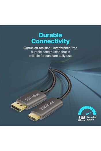 Promate DisplayPort to HDMI to hdmi 2m