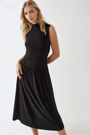 Hiccup Round Neck Relaxed Cut Midi Dress