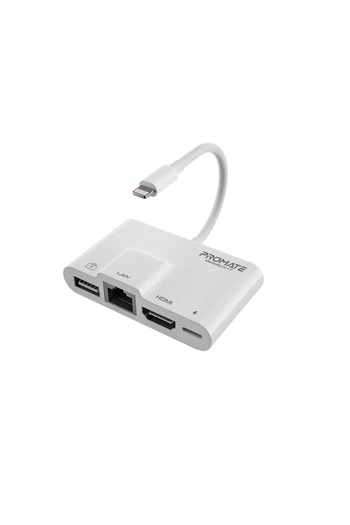 Promate موزع وسائط متعددة 4 في 1 مع موصل Lightning
