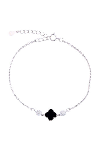 Bijuteria SORELLY Bratara Argint Floare cu Onix si Zirconia