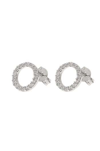 Bijuteria SORELLY Cercei Argint Cerc Minimalist cu Pietre Zirconia
