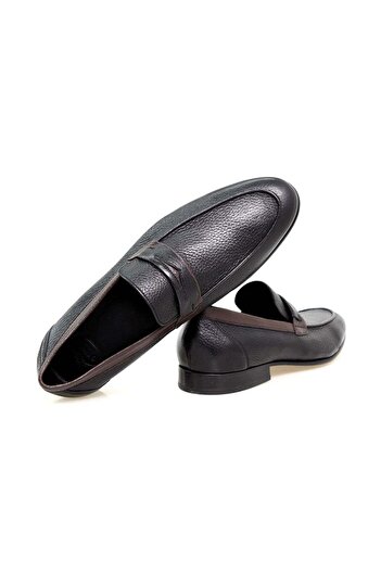 FRANCO CALVANI Black Color Laceless Genuine Leather Men's Shoes