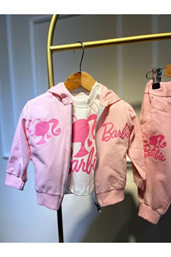 baume clothes Baby Girl Printed 3-Piece Bottom-Top Pink Set
