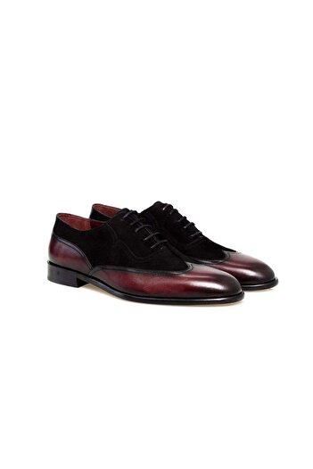 FRANCO CALVANI Bordo Color Lace-Up Genuine Leather Men's Shoes