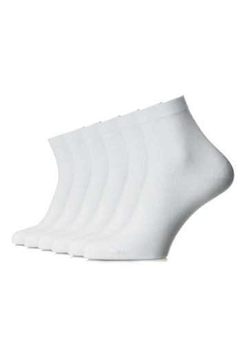 OEM Set 6 medium-length combed cotton seamless socks, men, white, size 41-43