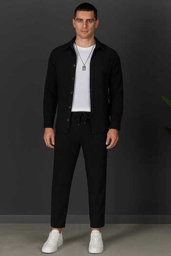 dwnwear Bürümcük Crinkle Fabric Summer Lycra Unisex Women's Men's Long Sleeve Shirt Tracksuit Set