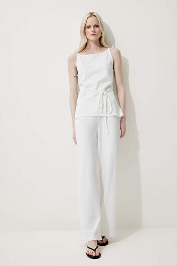DeFacto Wide Leg - Tyca74853B08Db934Fa Straight Pique Trousers