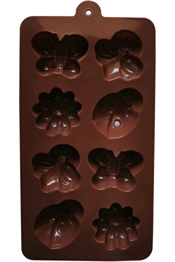 Generic 8-Cavity 3D Silicone Cake Mold – Insect & Flower Shapes