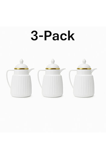 TSUMAB Premium White Insulated Coffee & Tea Carafe with Gold Accent – Set of 3