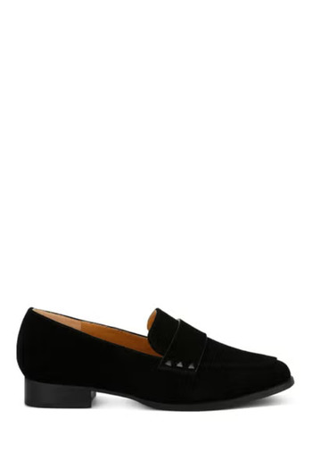london Rag Studded Suede Loafers in Black